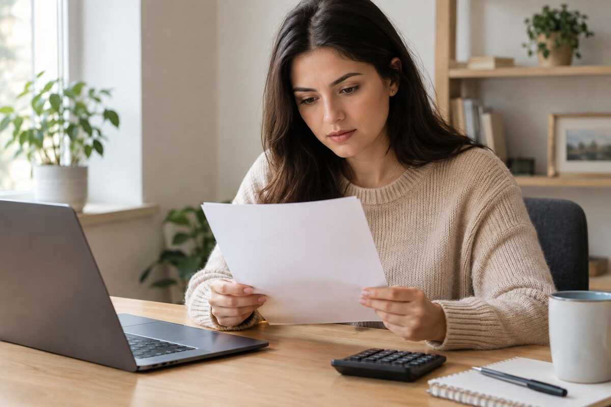 HMRC Savings Tax Letters: woman reviewing letter at her desk with a laptop